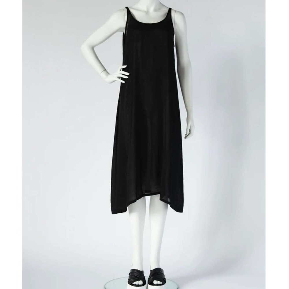 Kaliyana Slip Dress Midi Sleeveless Black Lightweight Lagenlook Size Small